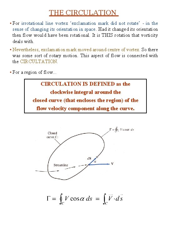 THE CIRCULATION • For irrotational line vortex ‘exclamation mark did not rotate’ - in THE CIRCULATION • For irrotational line vortex ‘exclamation mark did not rotate’ - in