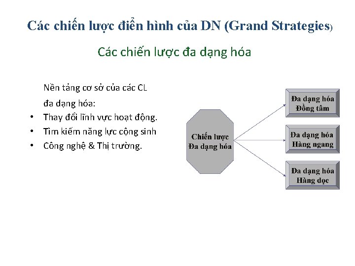 Các chiến lược điển hình của DN (Grand Strategies) Các chiến lược đa dạng