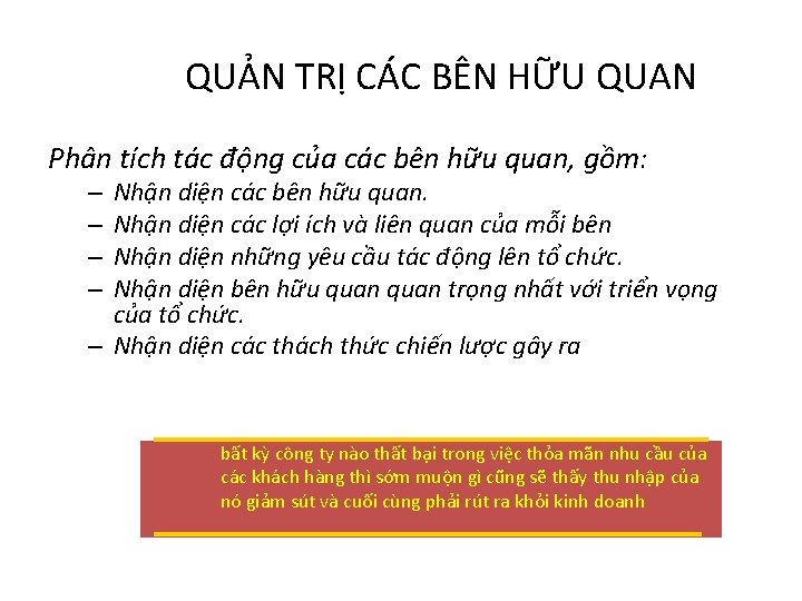 QUẢN TRỊ CÁC BÊN HỮU QUAN Phân tích tác động của các bên hữu