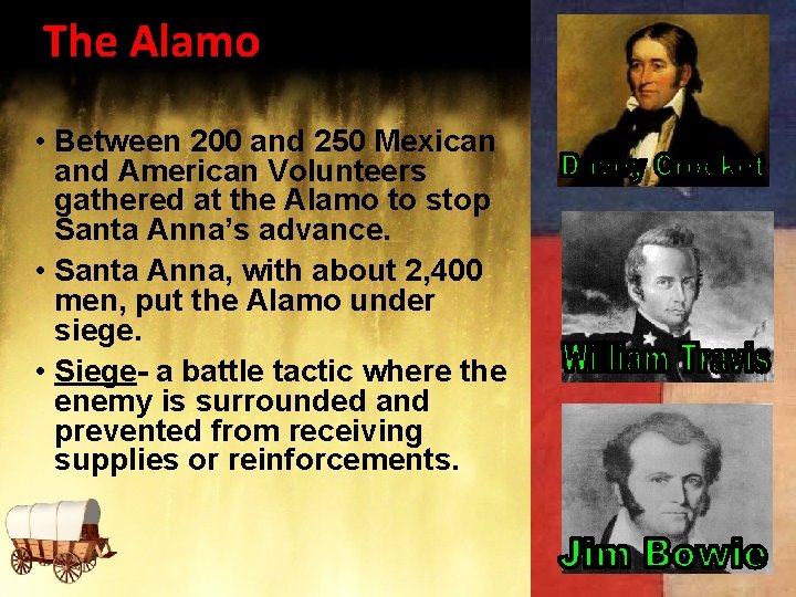 The Alamo • Between 200 and 250 Mexican and American Volunteers gathered at the