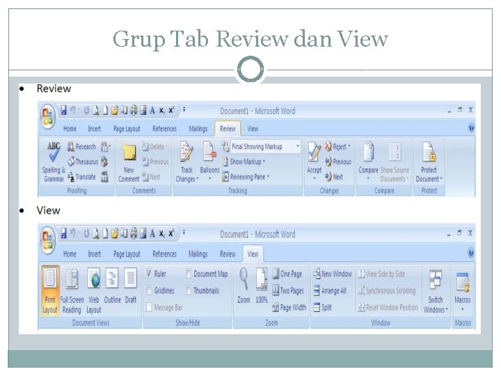 Grup Tab Review dan View 