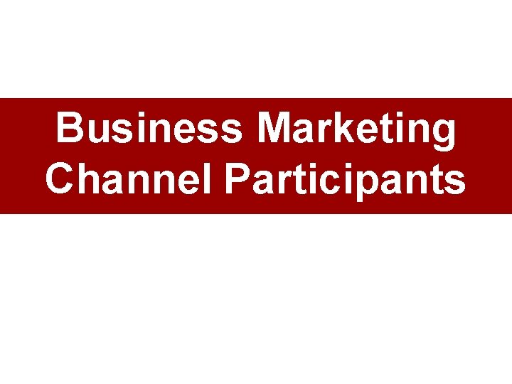 Business Marketing Channel Participants 