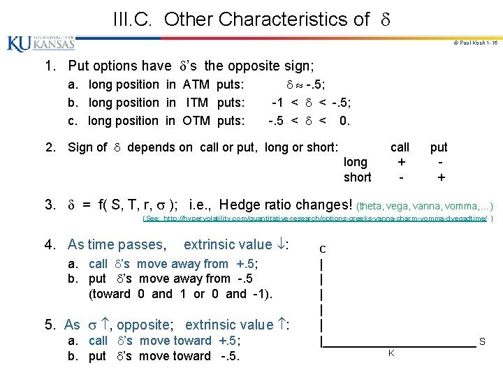 III. C. Other Characteristics of © Paul Koch 1 -16 1. Put options have