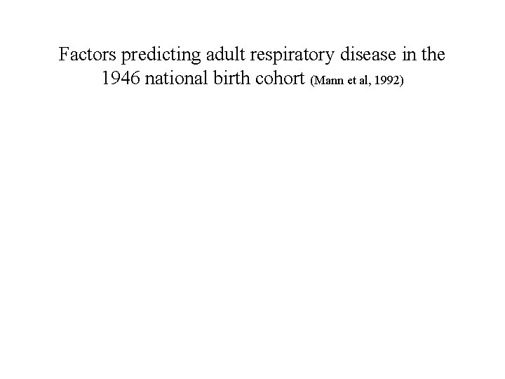 Factors predicting adult respiratory disease in the 1946 national birth cohort (Mann et al,