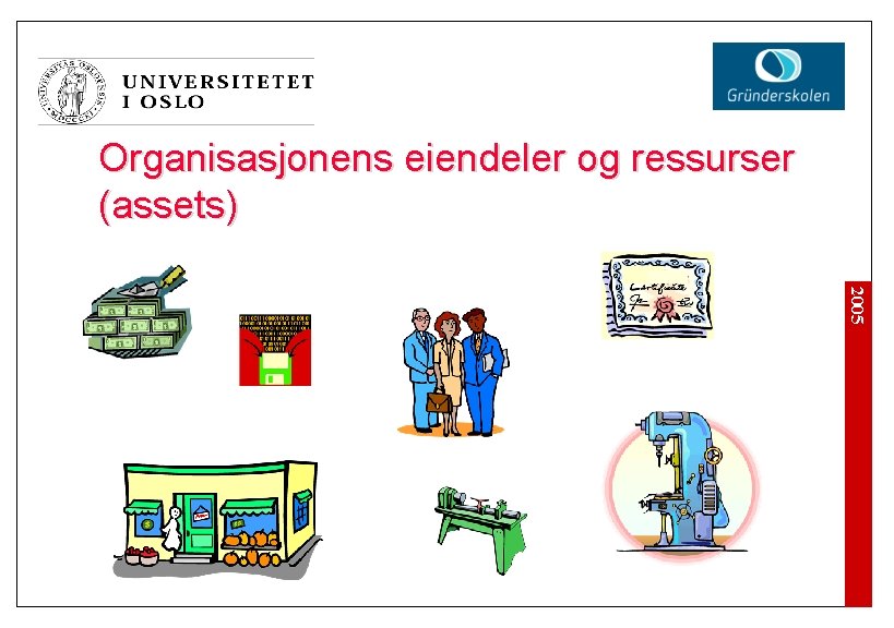 Organisasjonens eiendeler og ressurser (assets) 2005 