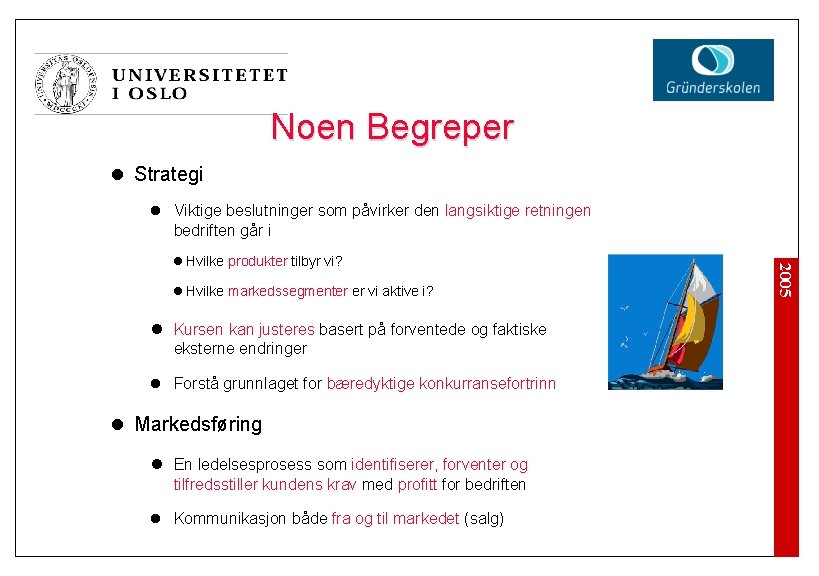 Noen Begreper l Strategi l Viktige beslutninger som påvirker den langsiktige retningen bedriften går