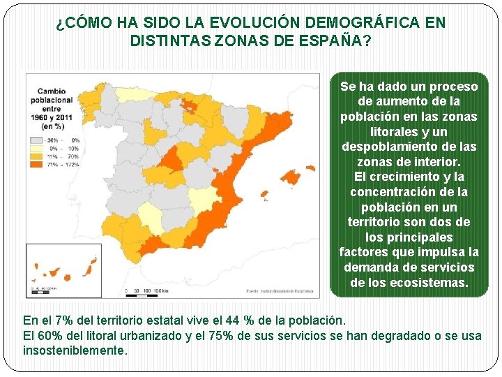 ¿CÓMO HA SIDO LA EVOLUCIÓN DEMOGRÁFICA EN DISTINTAS ZONAS DE ESPAÑA? Se ha dado