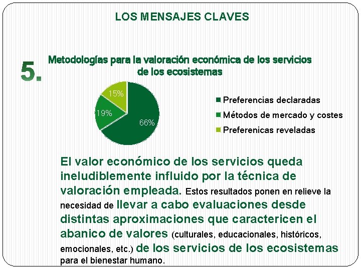 LOS MENSAJES CLAVES Metodologías para la valoración económica de los servicios de los ecosistemas