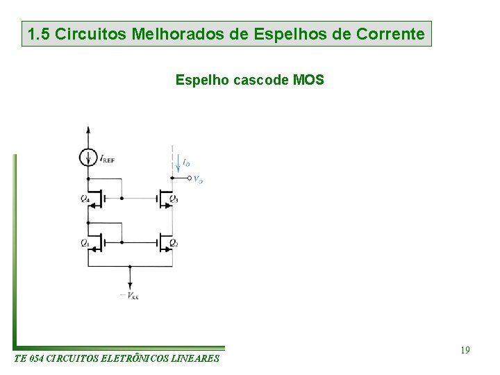 1. 5 Circuitos Melhorados de Espelhos de Corrente Espelho cascode MOS TE 054 CIRCUITOS