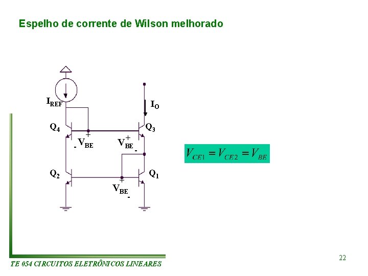 Espelho de corrente de Wilson melhorado IREF Q 4 IO + - VBE Q