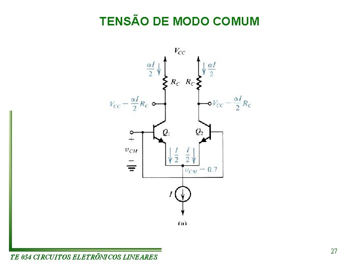 TENSÃO DE MODO COMUM TE 054 CIRCUITOS ELETRÔNICOS LINEARES 27 