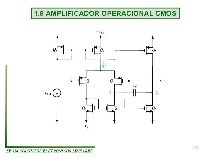 1. 9 AMPLIFICADOR OPERACIONAL CMOS TE 054 CIRCUITOS ELETRÔNICOS LINEARES 65 