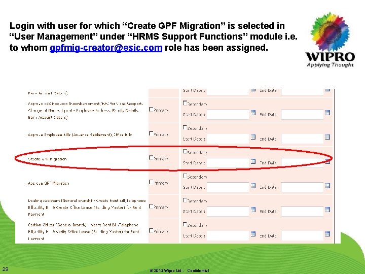 Login with user for which “Create GPF Migration” is selected in “User Management” under Login with user for which “Create GPF Migration” is selected in “User Management” under