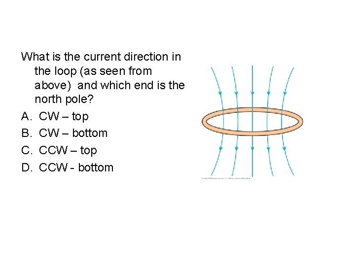 What is the current direction in the loop (as seen from above) and which