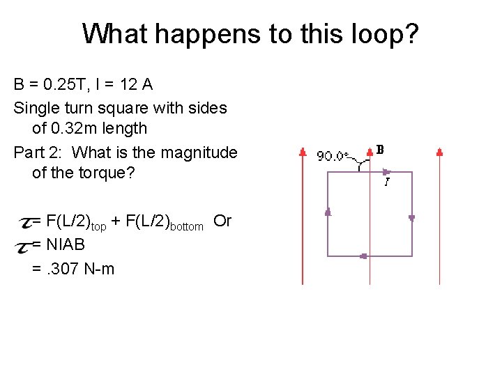 What happens to this loop? B = 0. 25 T, I = 12 A