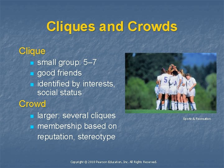 Cliques and Crowds Clique n n n small group: 5– 7 good friends identified