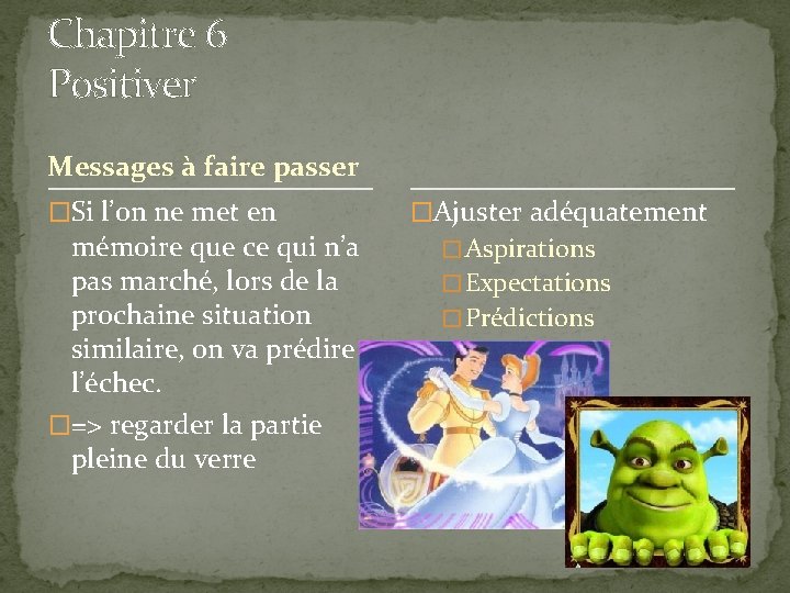 Chapitre 6 Positiver Messages à faire passer �Si l’on ne met en mémoire que