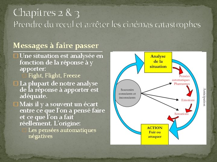 Chapitres 2 & 3 Prendre du recul et arrêter les cinémas catastrophes Messages à