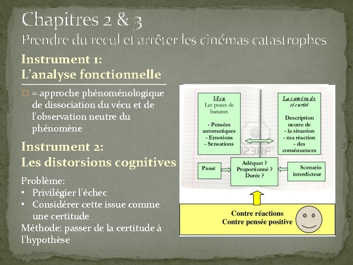 Chapitres 2 & 3 Prendre du recul et arrêter les cinémas catastrophes Instrument 1:
