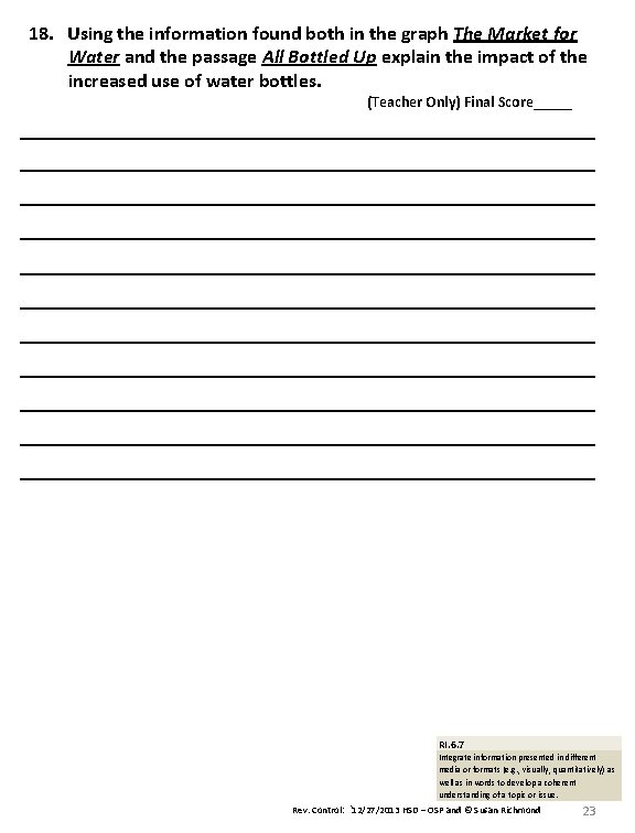 18. Using the information found both in the graph The Market for Water and