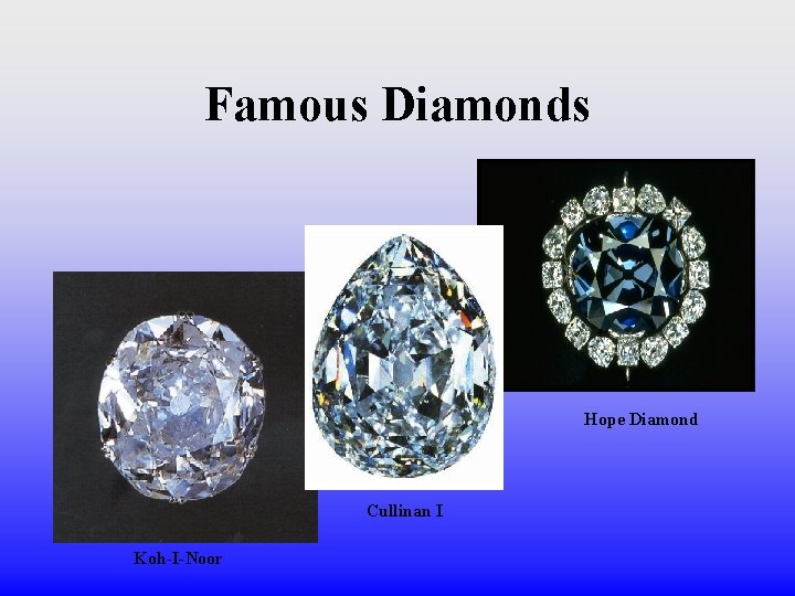 Famous Diamonds Hope Diamond Cullinan I Koh-I-Noor 