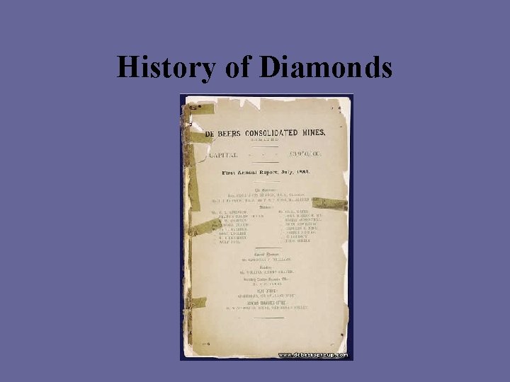 History of Diamonds 