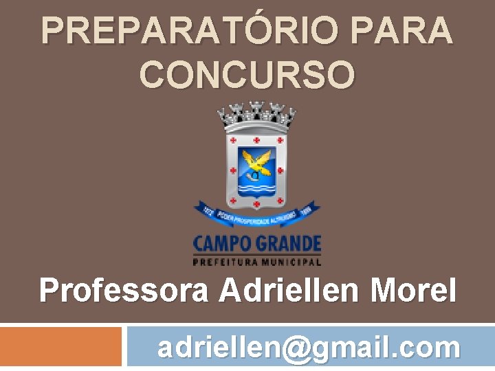 PREPARATÓRIO PARA CONCURSO Professora Adriellen Morel adriellen@gmail. com 