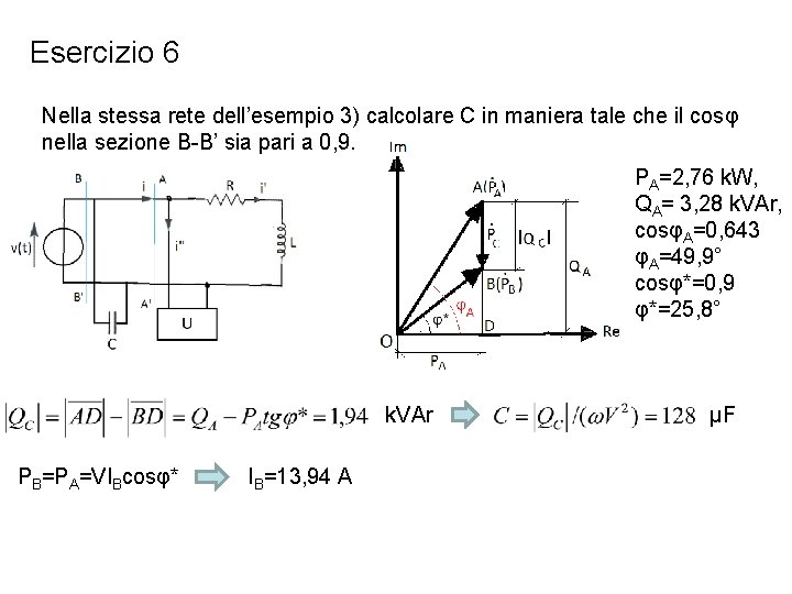 Esercizio 6 Nella stessa rete dell’esempio 3) calcolare C in maniera tale che il