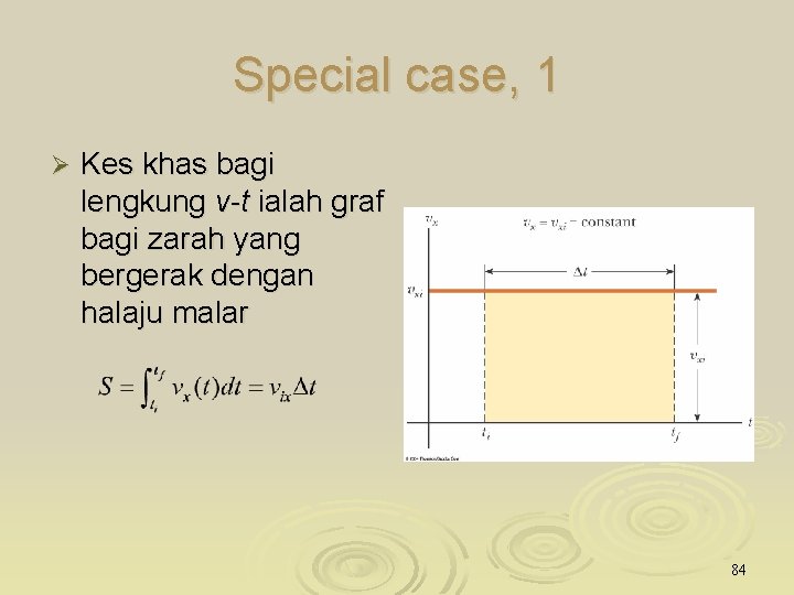 Special case, 1 Ø Kes khas bagi lengkung v-t ialah graf bagi zarah yang