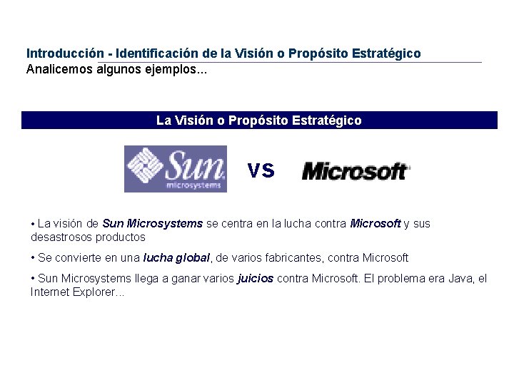 Introducción - Identificación de la Visión o Propósito Estratégico Analicemos algunos ejemplos. . .