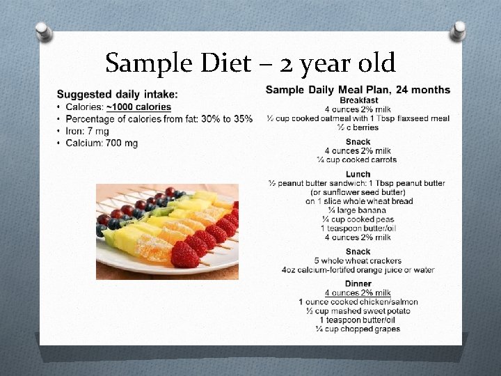 Sample Diet – 2 year old 