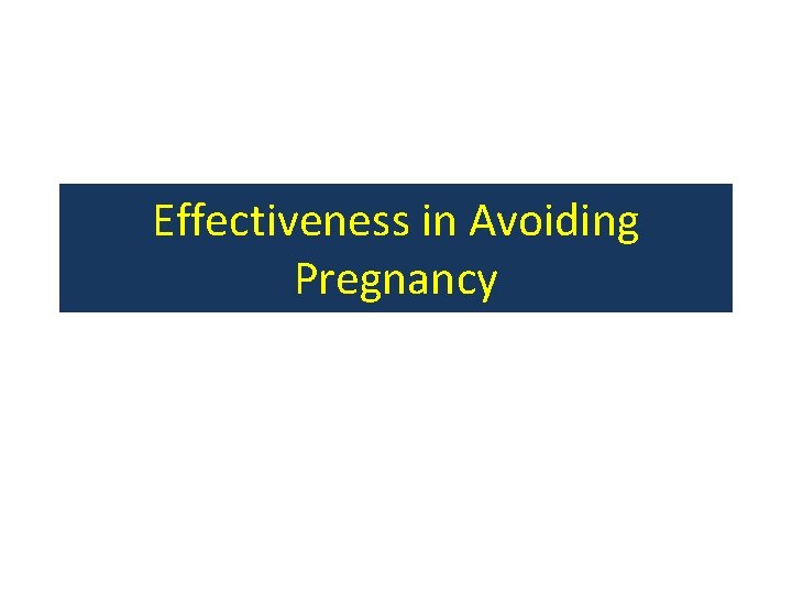 Effectiveness in Avoiding Pregnancy 