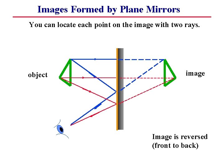 Images Formed by Plane Mirrors You can locate each point on the image with