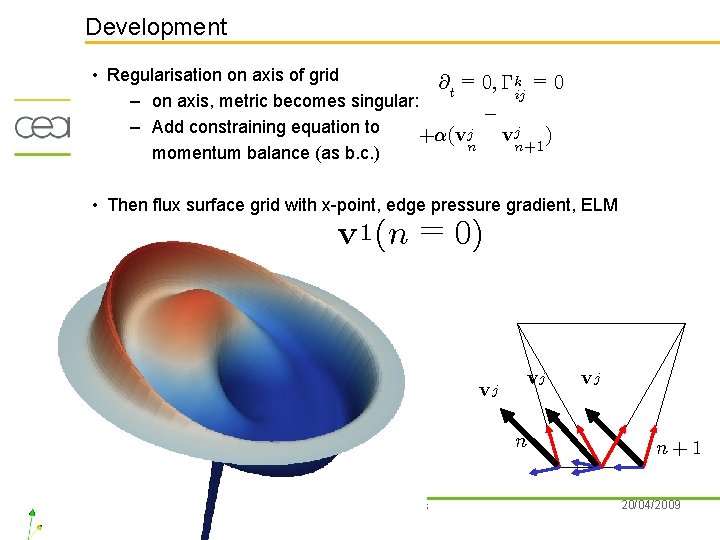 Development • Regularisation on axis of grid @t = 0; ¡k = 0 ij