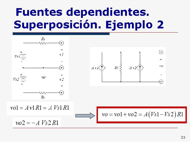 Fuentes dependientes. Superposición. Ejemplo 2 23 