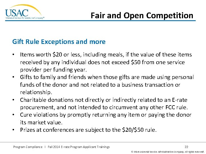 Fair and Open Competition Gift Rule Exceptions and more • Items worth $20 or