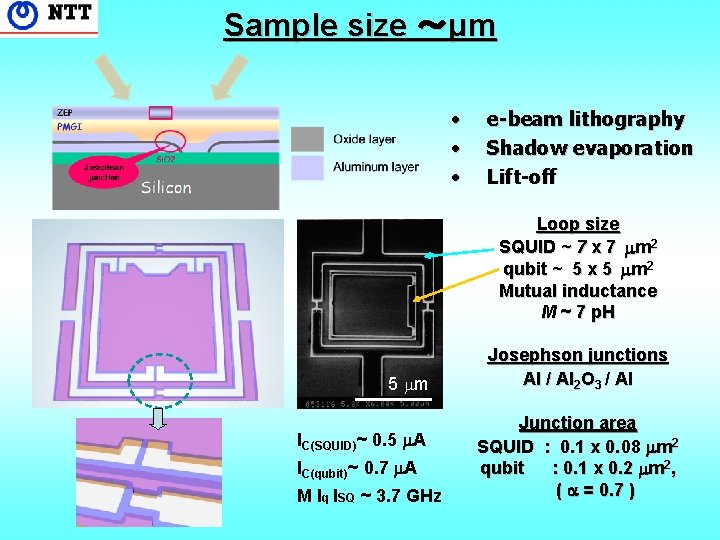 Sample size ～μm • • • e-beam lithography Shadow evaporation Lift-off Loop size SQUID