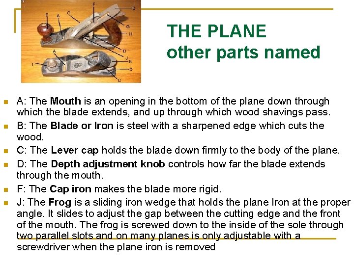 THE PLANE other parts named n n n A: The Mouth is an opening