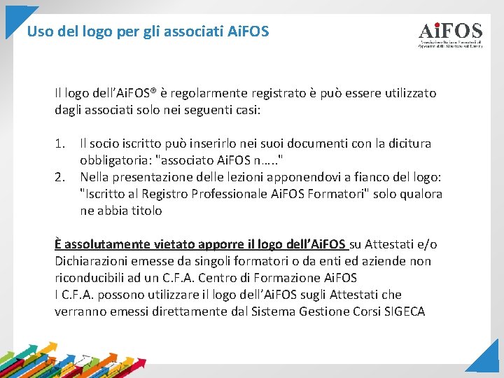 Uso del logo per gli associati Ai. FOS Il logo dell’Ai. FOS® è regolarmente