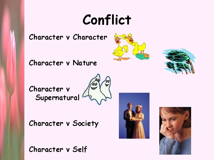 Conflict Character v Nature Character v Supernatural Character v Society Character v Self 