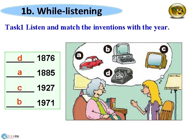 1 b. While-listening Task 1 Listen and match the inventions with the year. ______