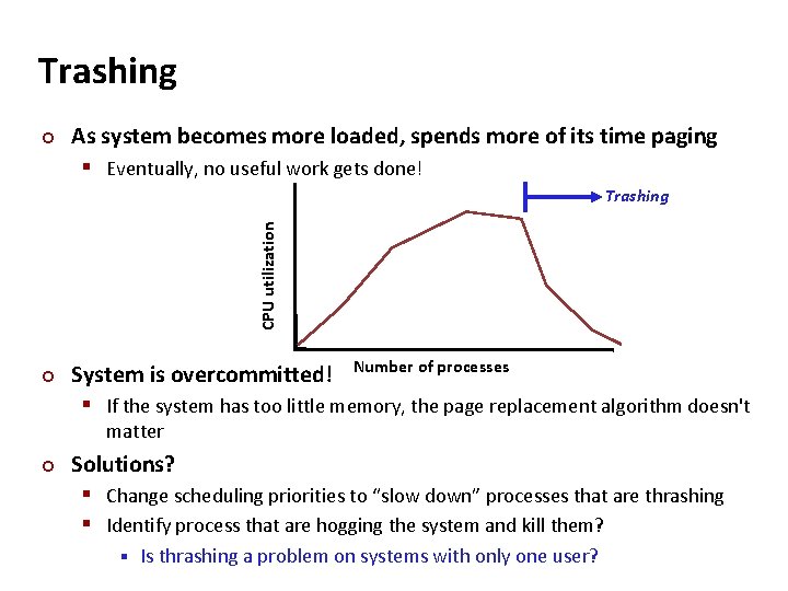 Carnegie Mellon Trashing ¢ As system becomes more loaded, spends more of its time
