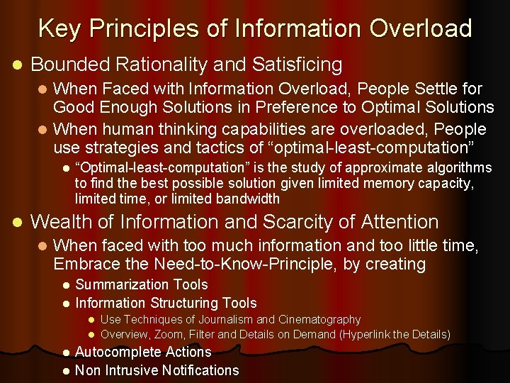 Key Principles of Information Overload l Bounded Rationality and Satisficing When Faced with Information