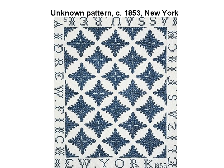 Unknown pattern, c. 1853, New York 