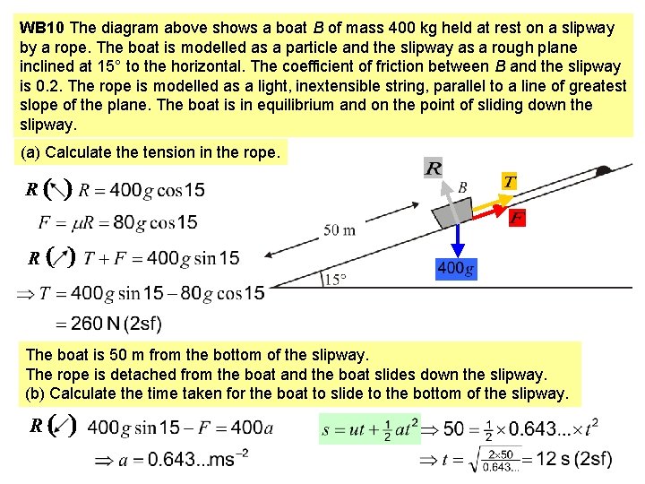 WB 10 The diagram above shows a boat B of mass 400 kg held