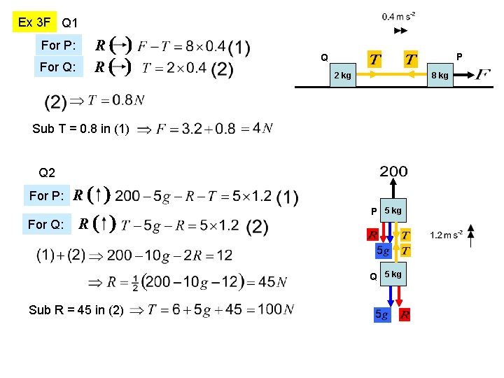 Ex 3 F Q 1 For P: For Q: P Q 2 kg 8