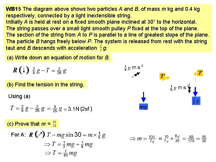 WB 15 The diagram above shows two particles A and B, of mass m
