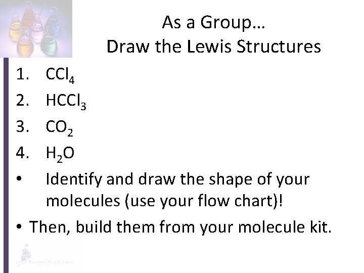 As a Group… Draw the Lewis Structures 1. 2. 3. 4. • CCl 4