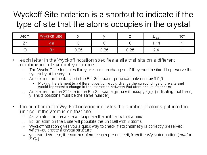 Wyckoff Site notation is a shortcut to indicate if the type of site that