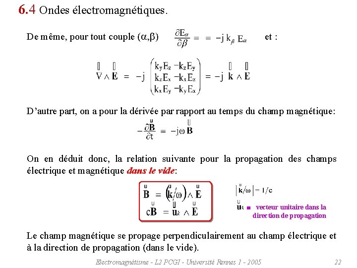 6. 4 Ondes électromagnétiques. De même, pour tout couple (a, b) et : D’autre